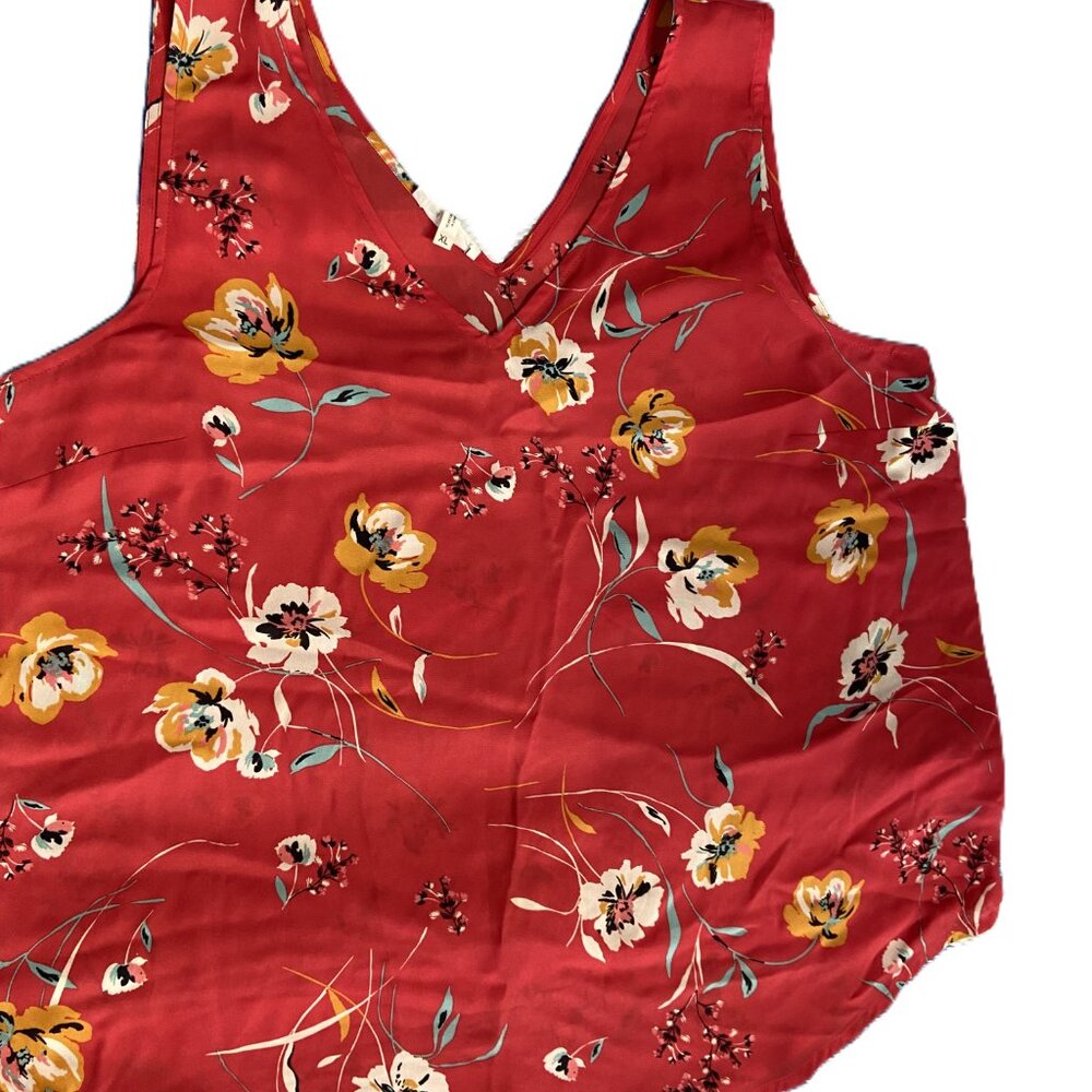 Maurices Sleeveless Red Floral Top X-Large